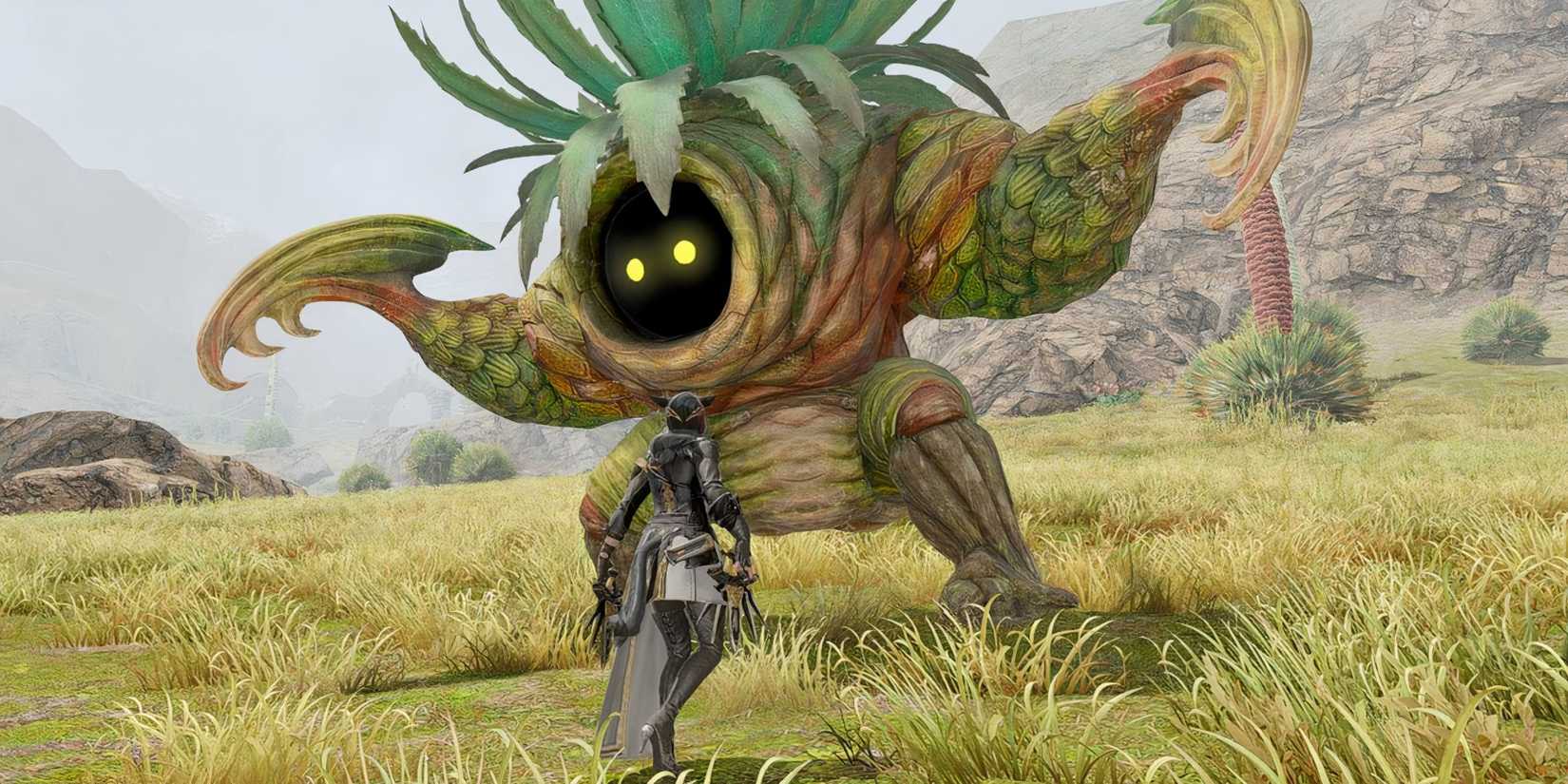 A player character fighting a megamaguey enemy in Final Fantasy 14