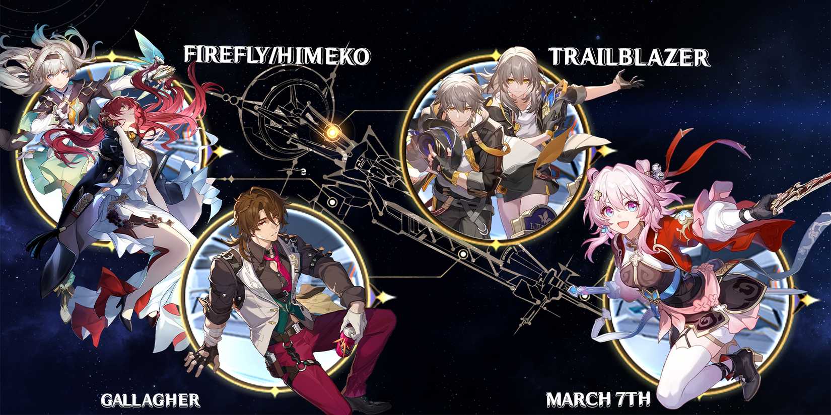firefly-himeko-gallagher-harmony trailblazer-and hunt march 7th team composition in honkai star rail