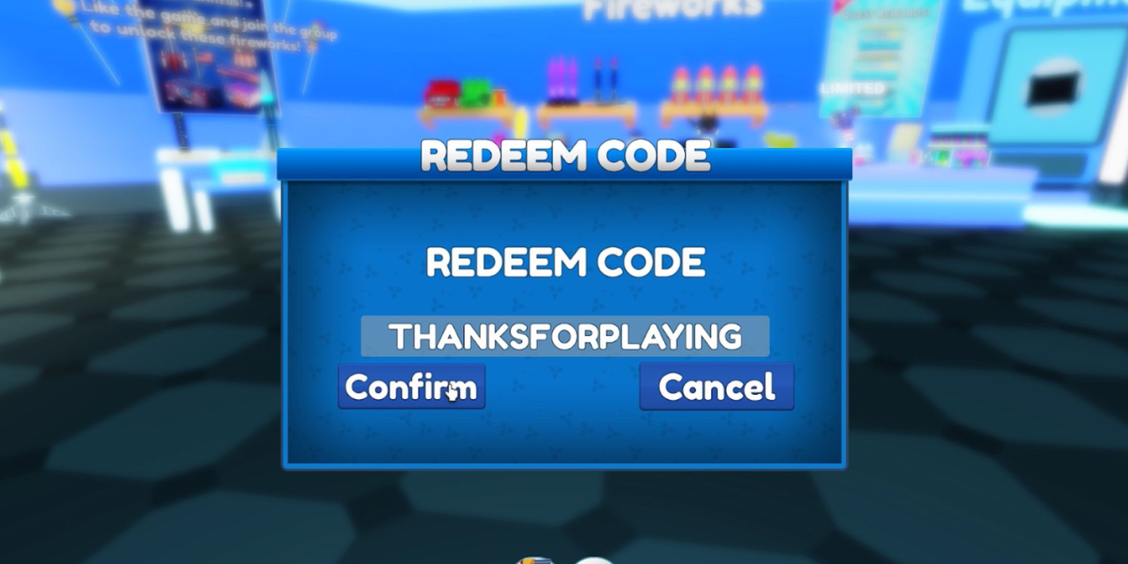 Fireworks Playground the codes tab