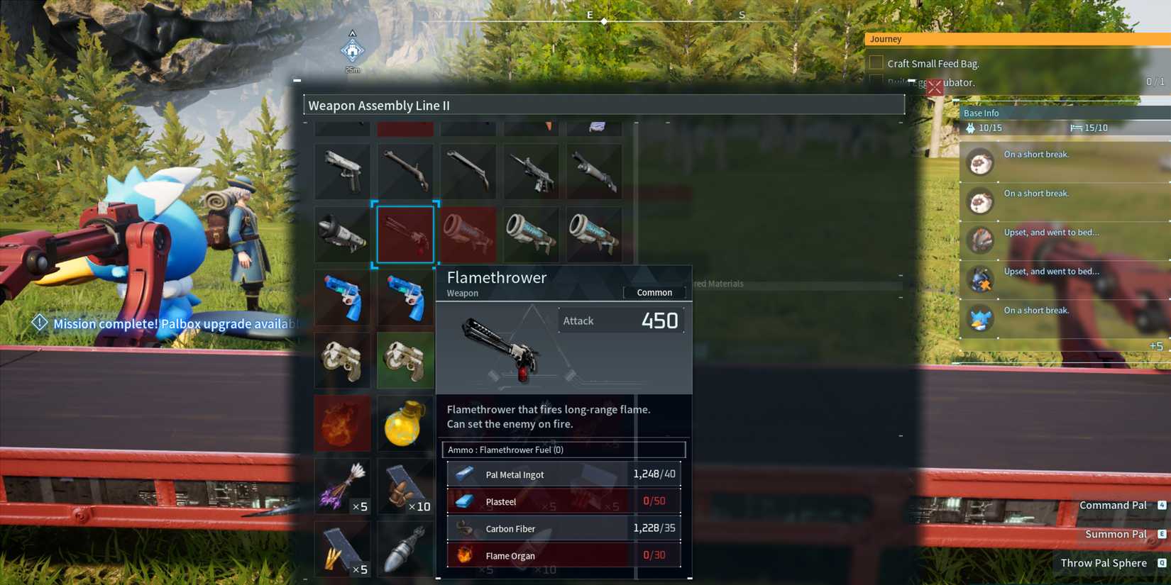 flamethrower crafting palworld