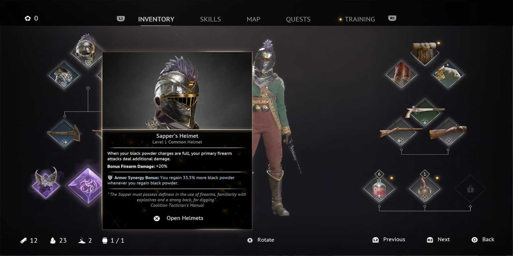 The Sapper Helmet In The Inventory 