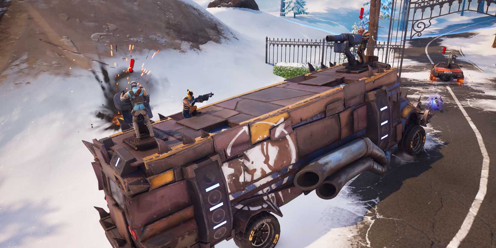 wolverine fighting a battle bus