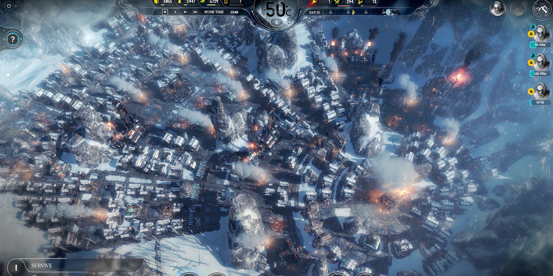 A large city in Frostpunk