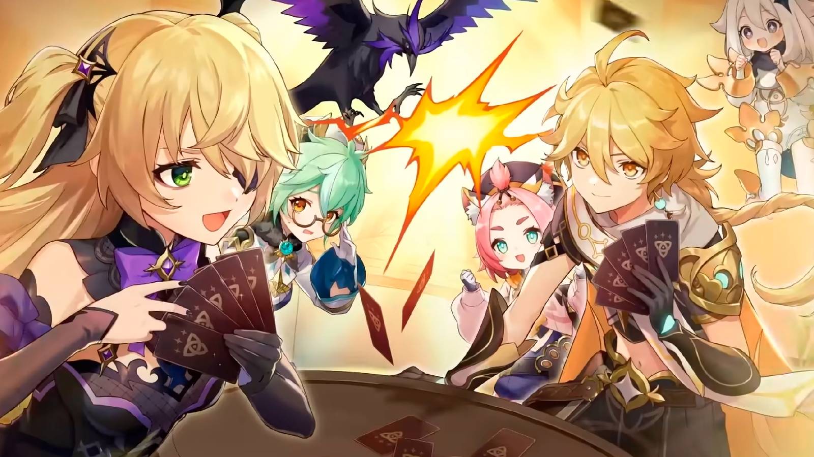 The key visual for Genshin Impact's Genius Invokation TCG