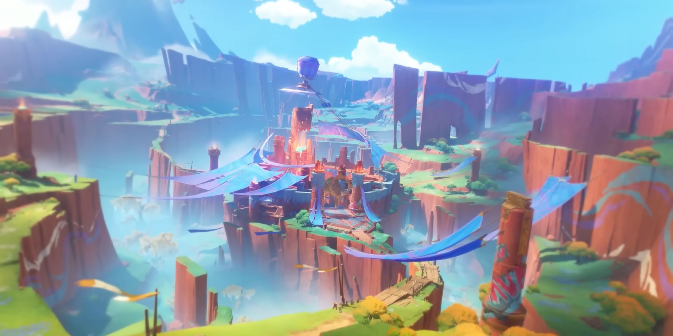 A wide view of the landscape of Natlan from Genshin Impact's Natlan teaser trailer.