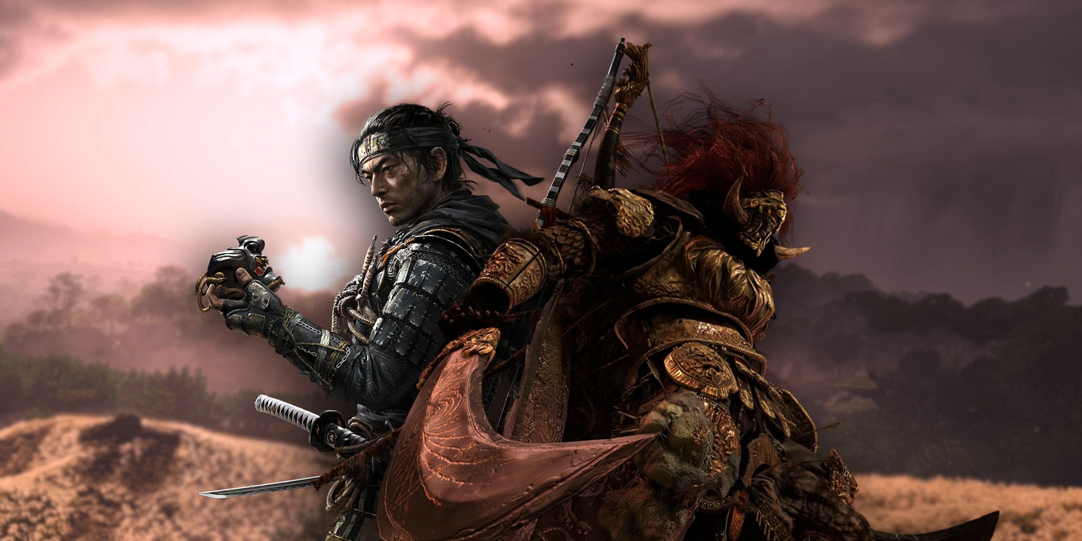 Jin Sakai and General Radahn in fields of Tsushima