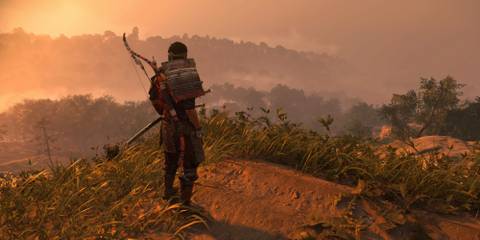 ghost of tsushima jin looking over cliff