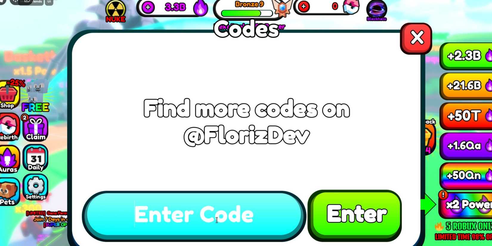 Gigachad Simulator the codes tab