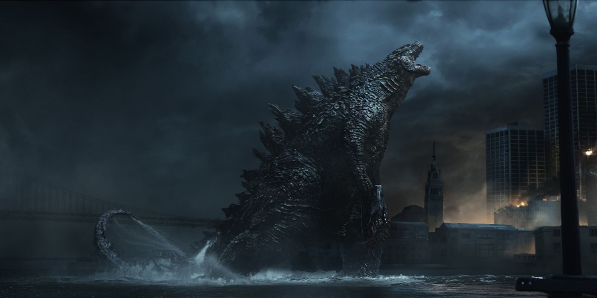 Godzilla roars after killing the female MUTO.