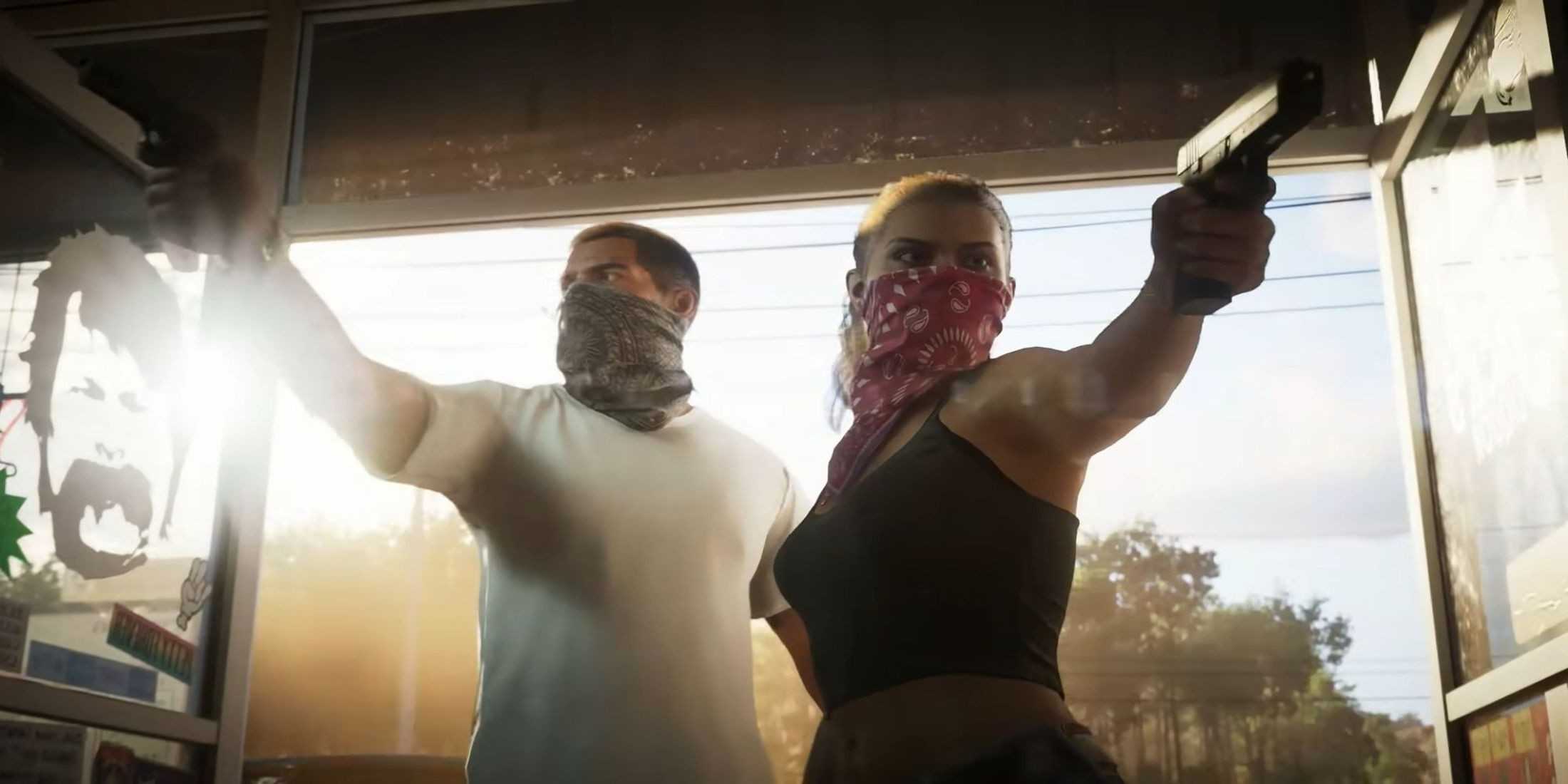 Jason and Lucia, from GTA 6 holding weapons