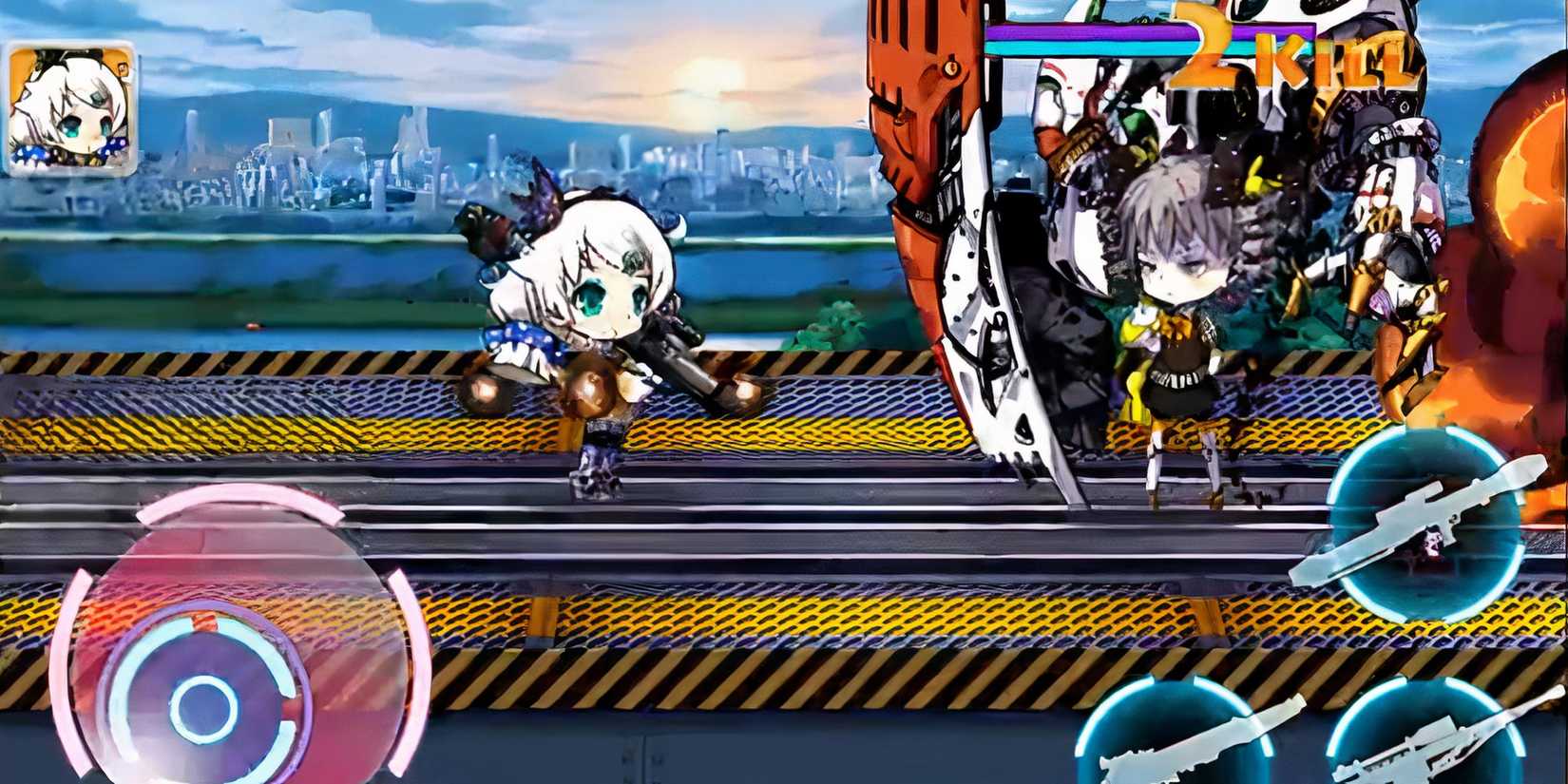 Kiana fighting zombie with bazooka