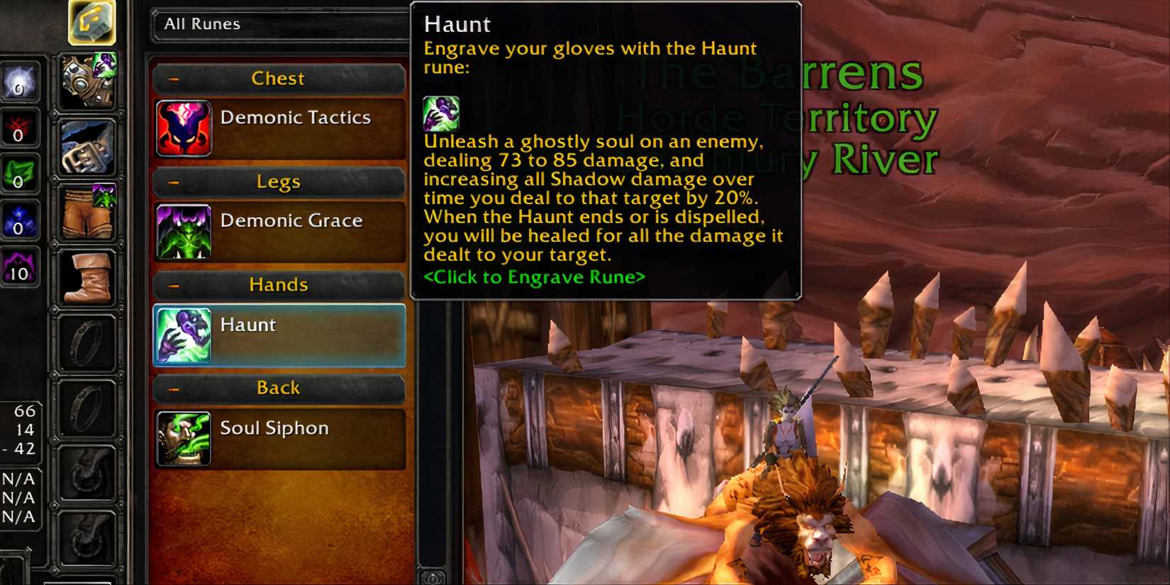 haunt warlock rune sod wow