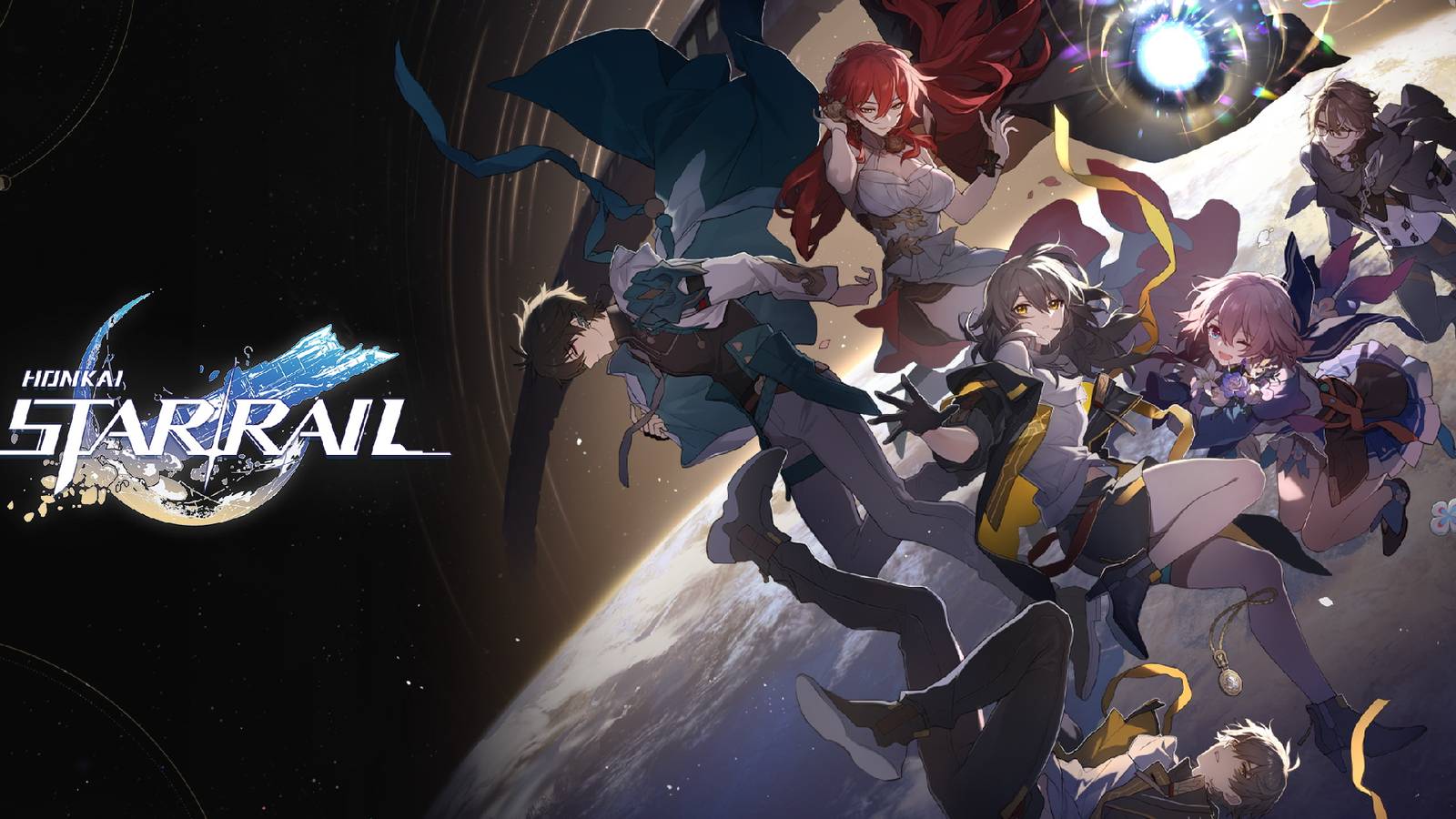 A promotional visual for Honkai: Star Rail showing the game's main cast.
