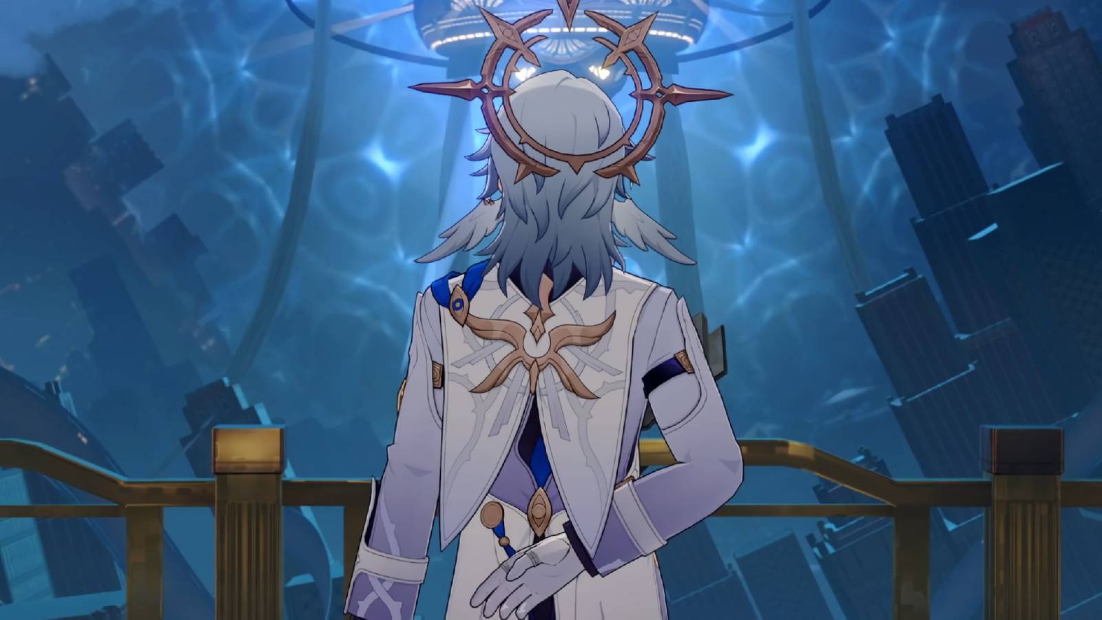 A screenshot from Honkai: Star Rail's story showing Penacony character Sunday.