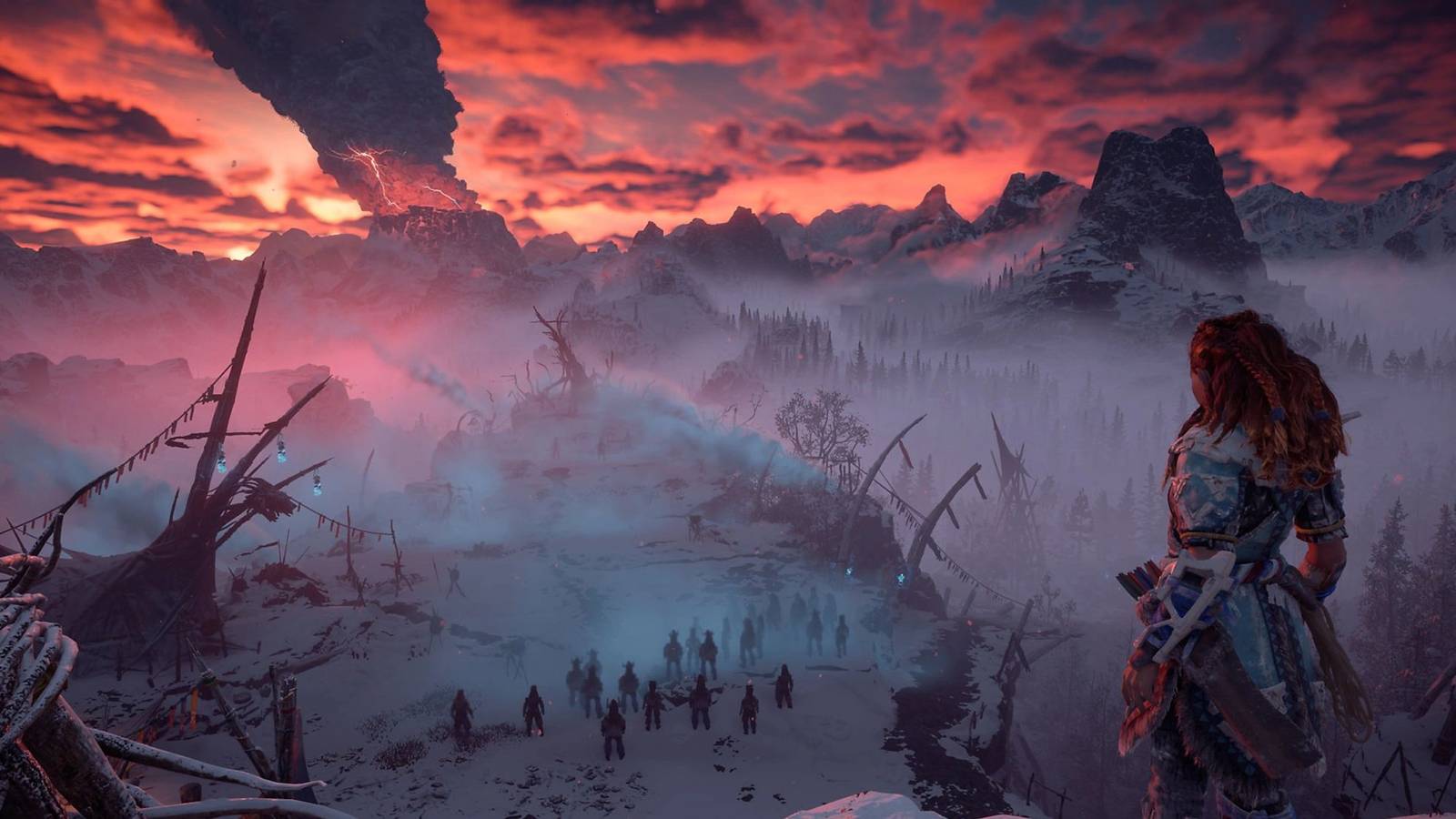 horizon main art aloy looking at volcano