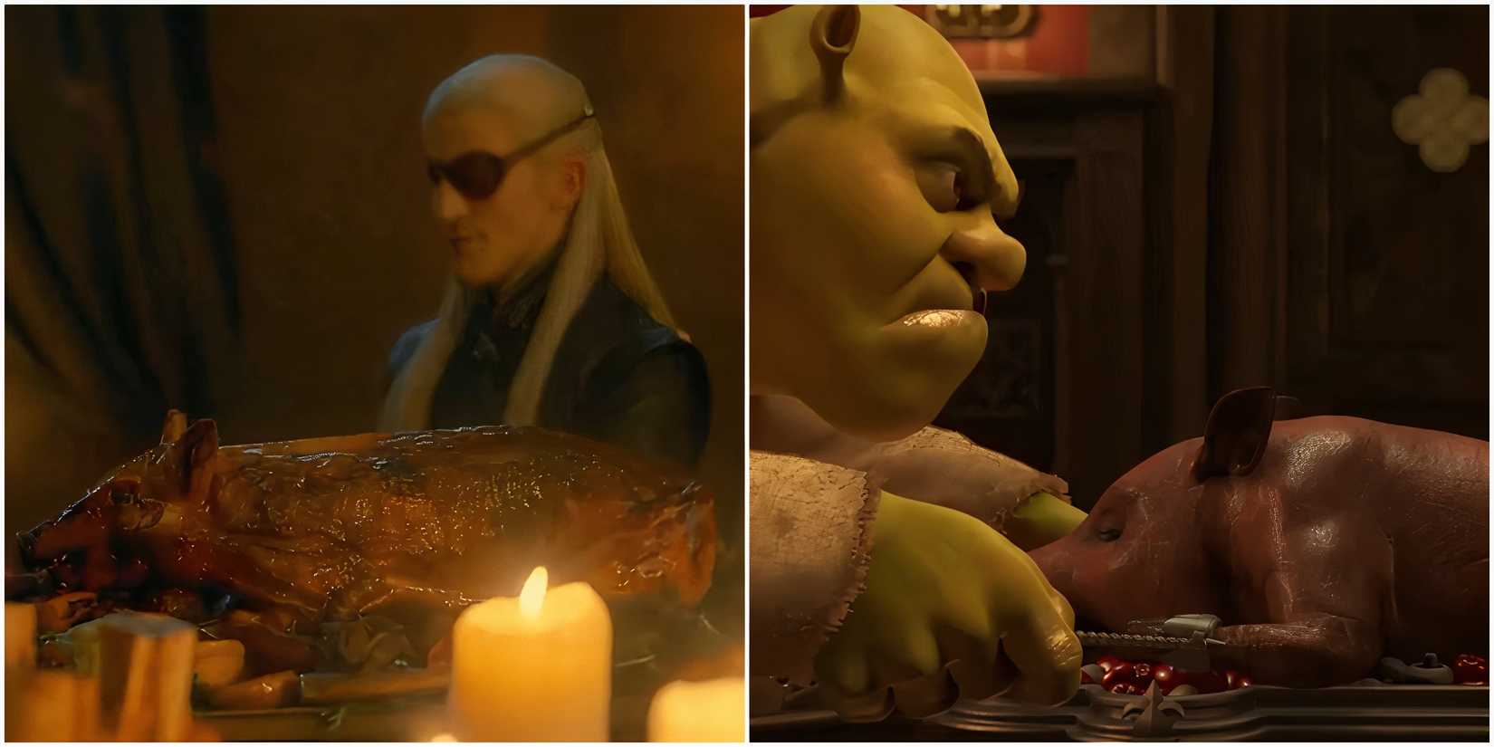 House of the Dragon & Shrek, Feast Scenes, Aemond & Shrek