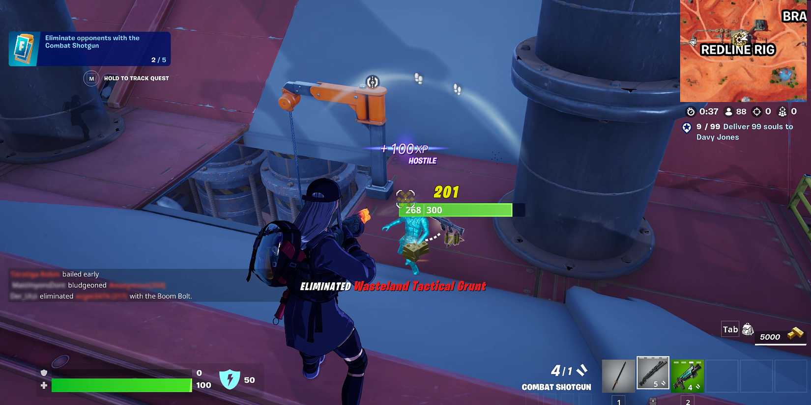 Screenshot showcasing how to deliver 99 souls to Davy Jones in Fortnite by eliminating AI  