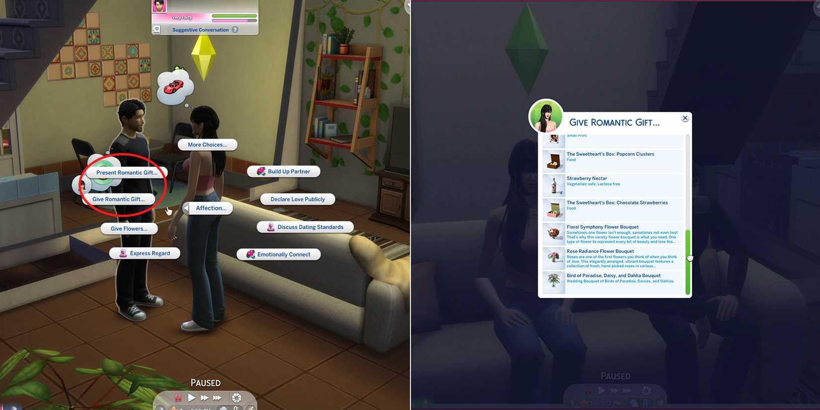 how to give romantic gifts in the sims 4