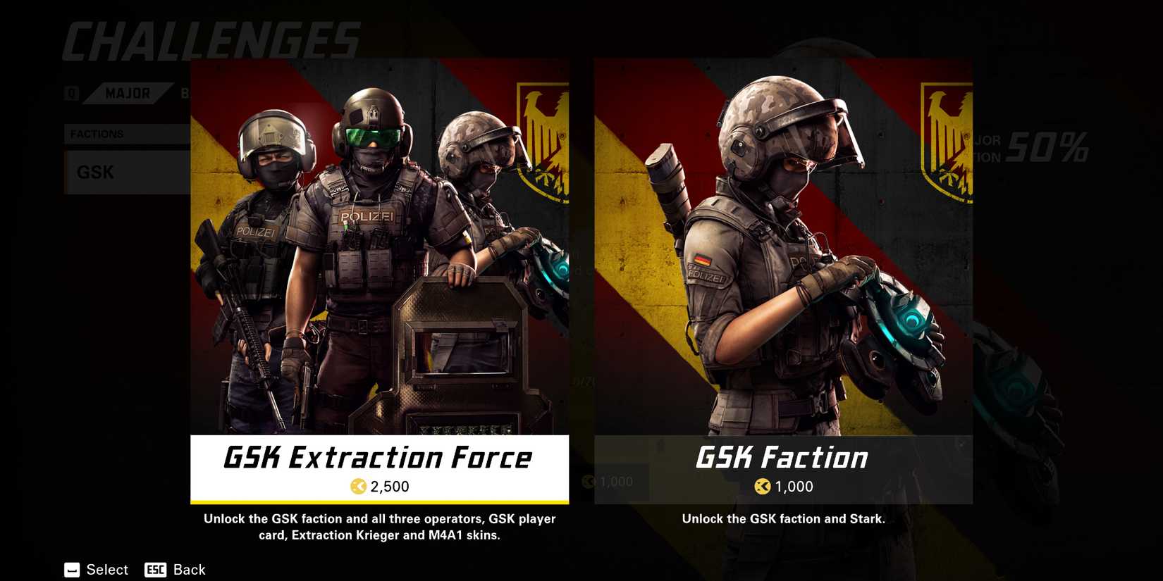 Screenshot showcasing how to unlock the GSK Faction with XCoins in XDefiant 