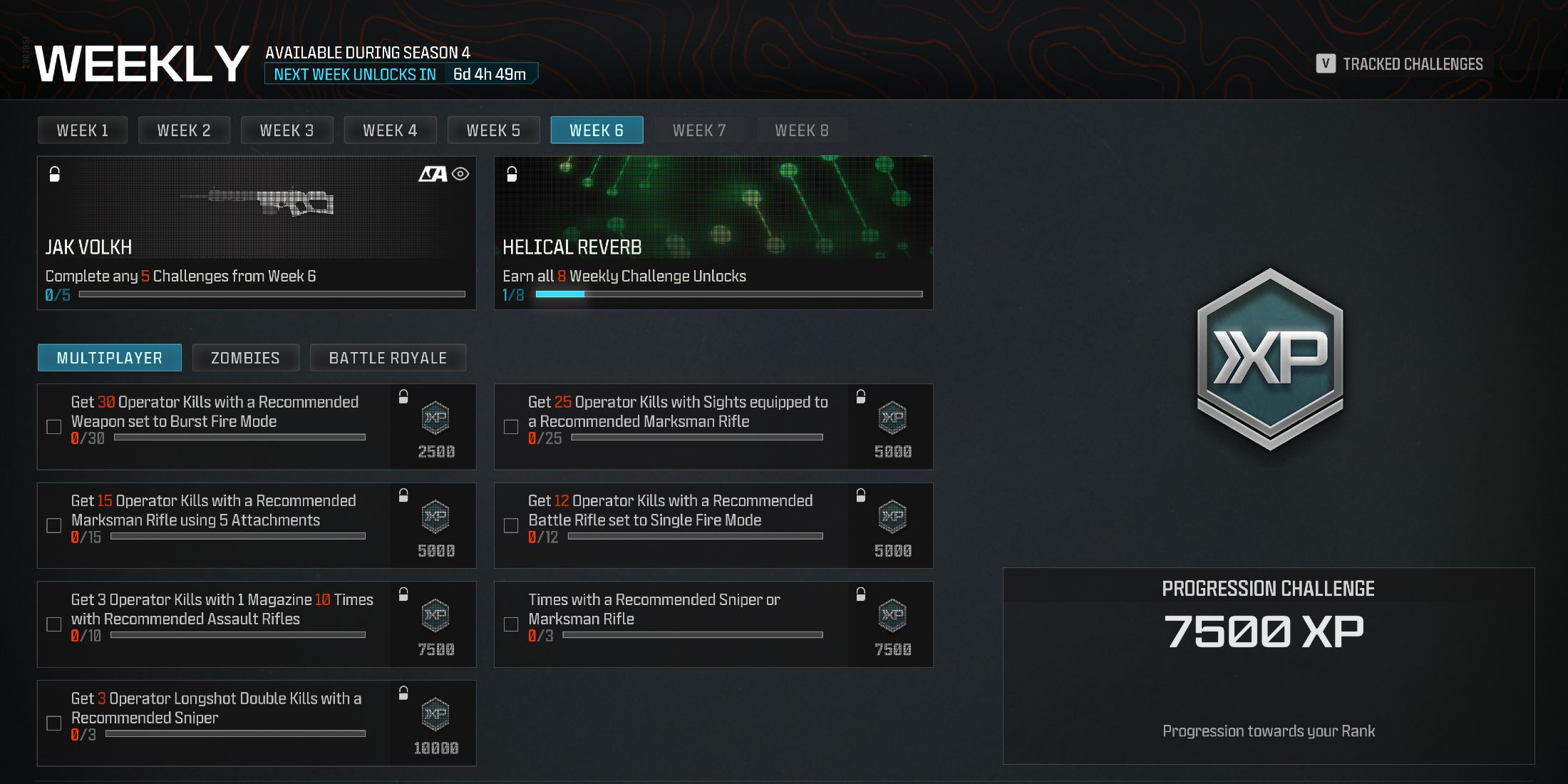 Screenshot showcasing how to unlock the JAK Volkh Aftermarket Part in Modern Warfare 3 and Warzone 