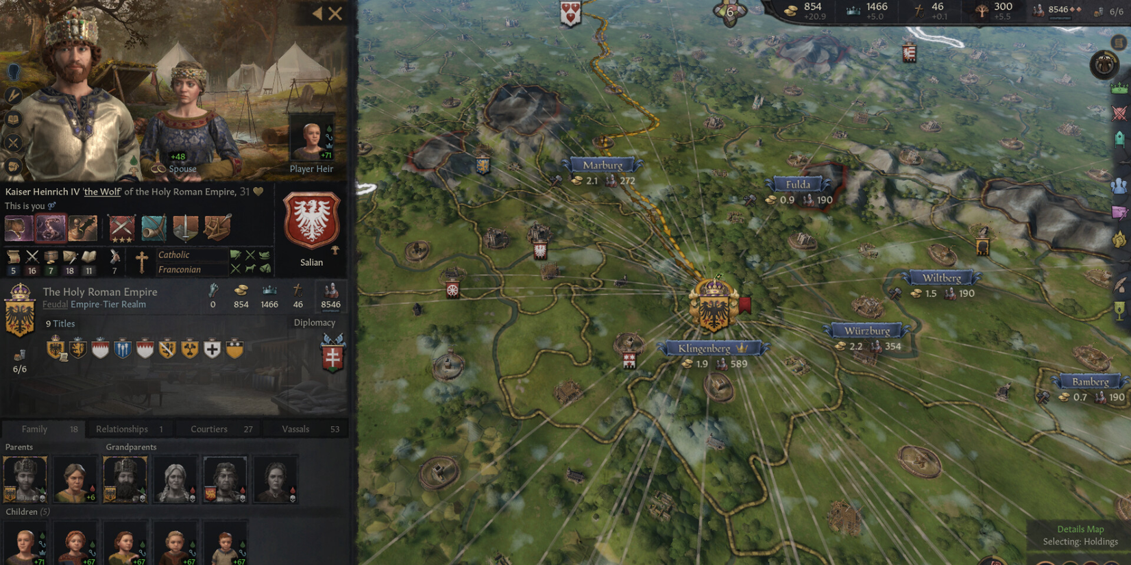 HUD with combat strategies in Crusader Kings III