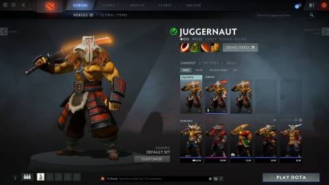 Juggernaut in DotA 2's hero customization screen