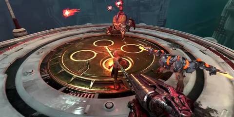 using the Super Shotgun's Meat Hook in Doom Eternal