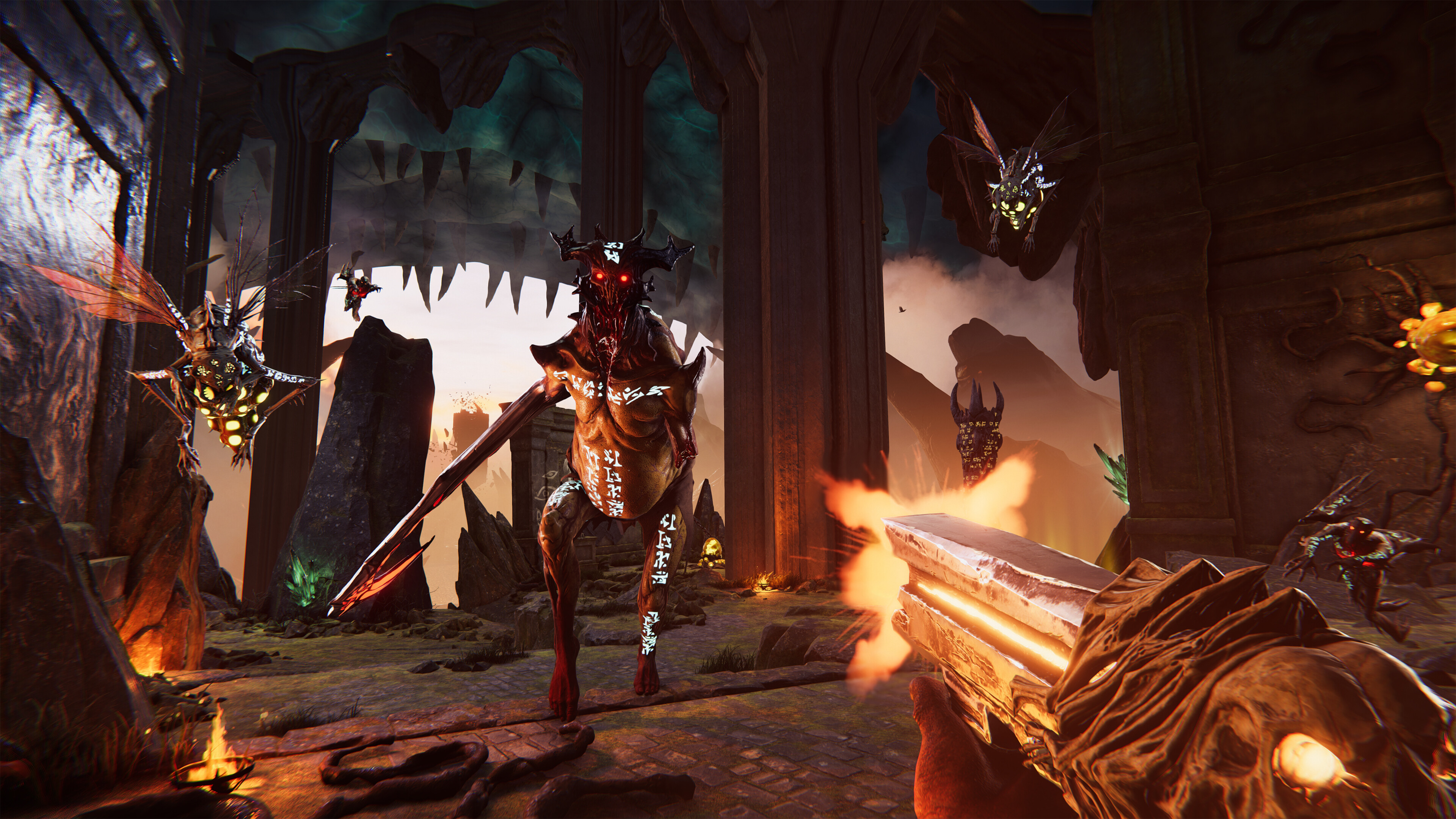 Fighting demons with a shotgun in Metal: Hellsinger