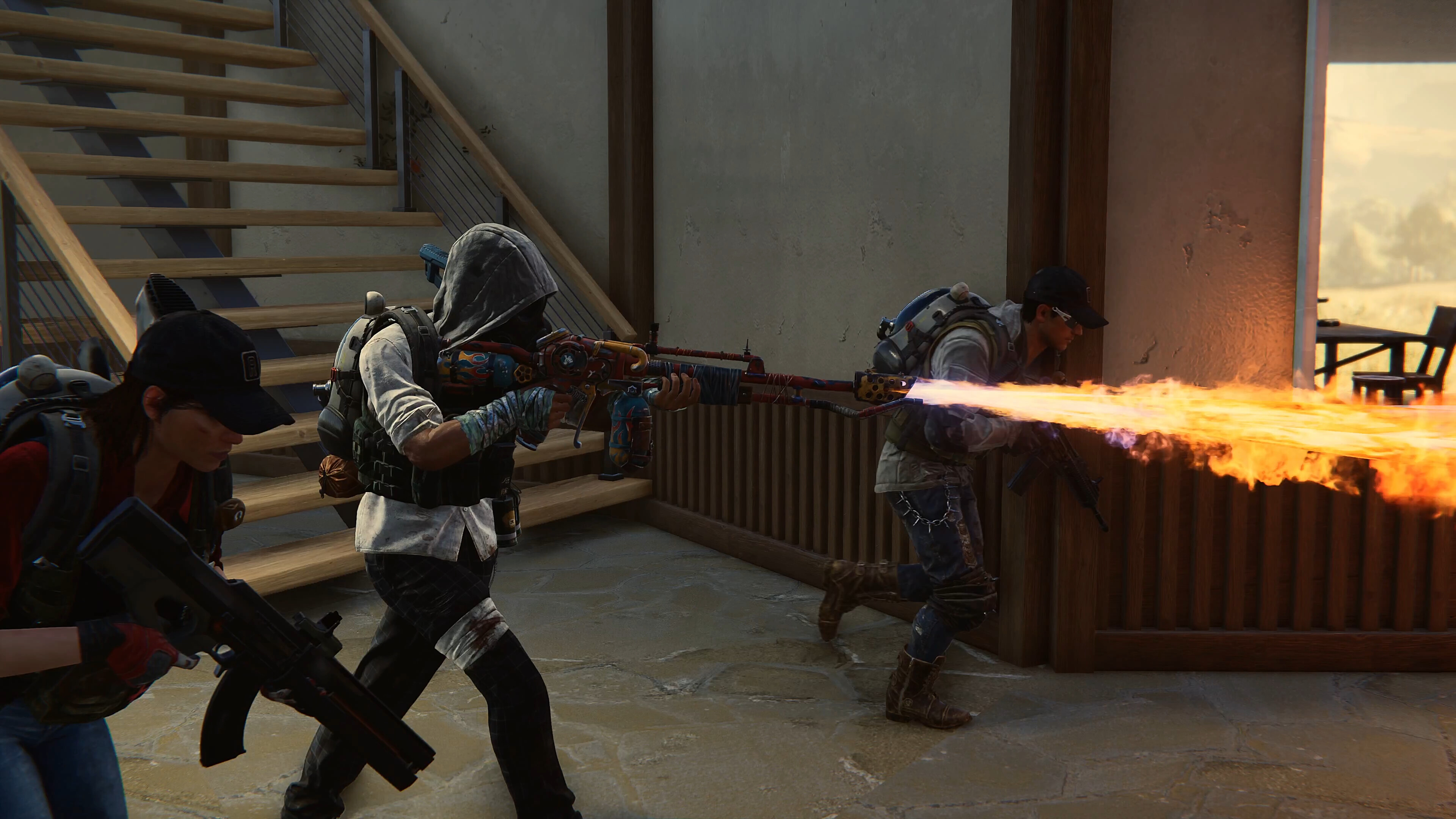 Attacking with a flamethrower in Once Human