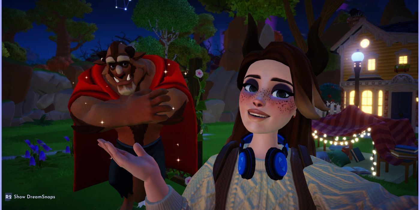 An image of the player character and Beast from Disney Dreamlight Valley