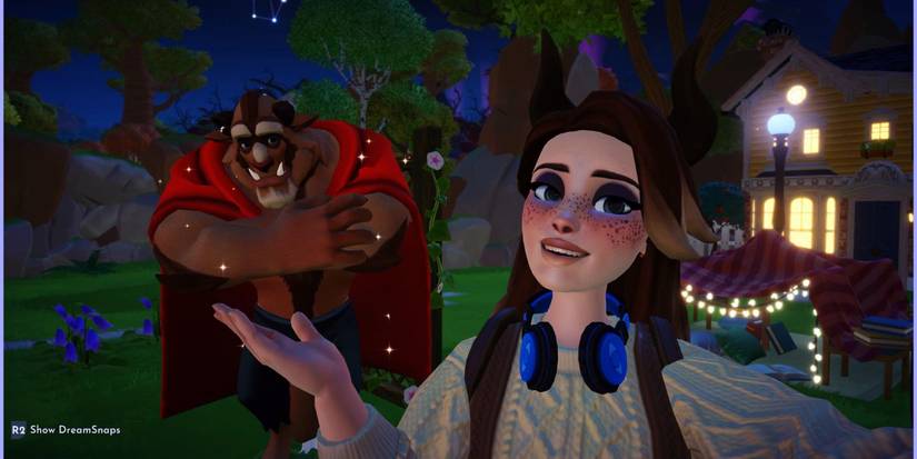 An image of the player character and Beast from Disney Dreamlight Valley