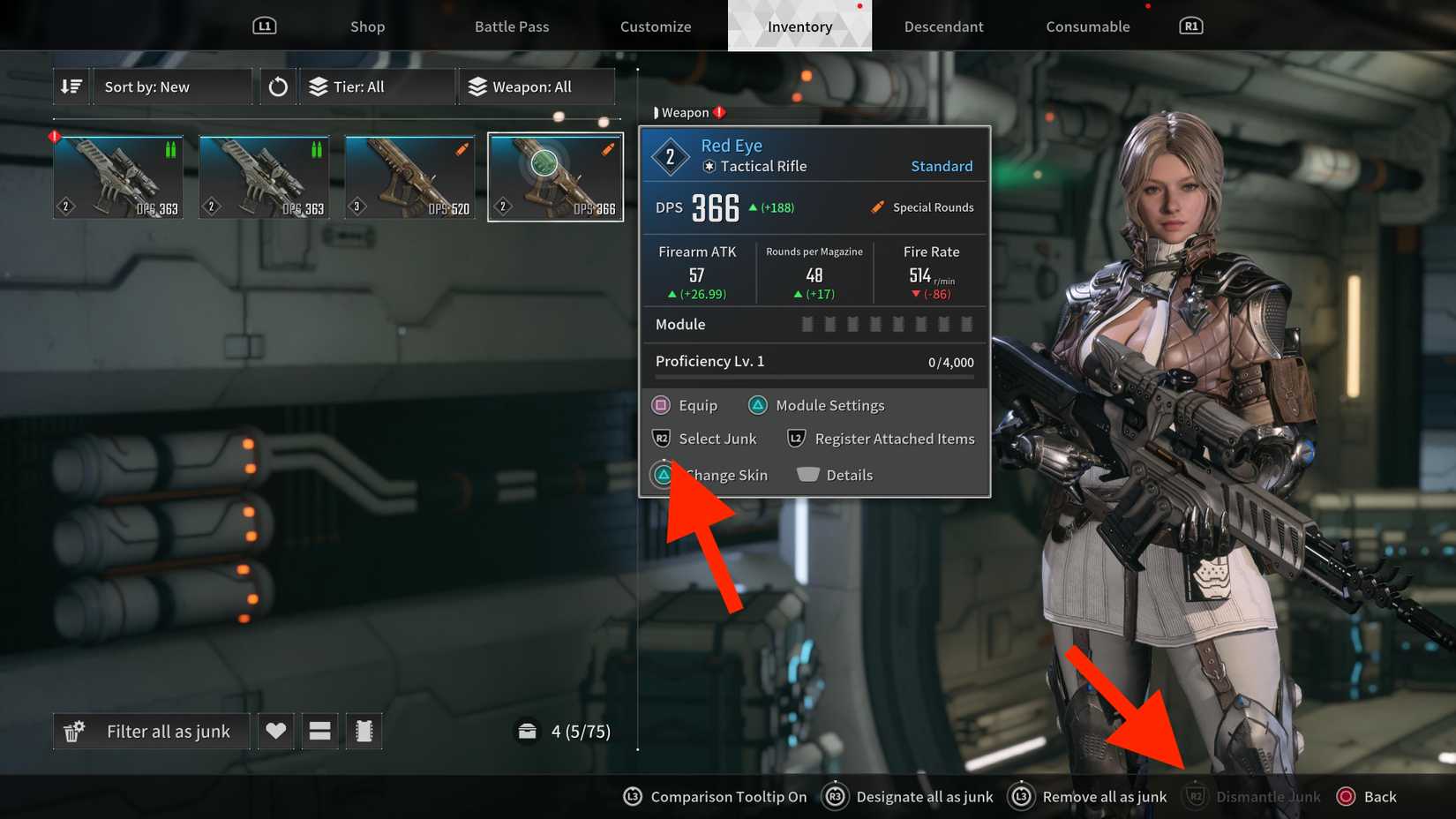 the first descendant dismantle weapons