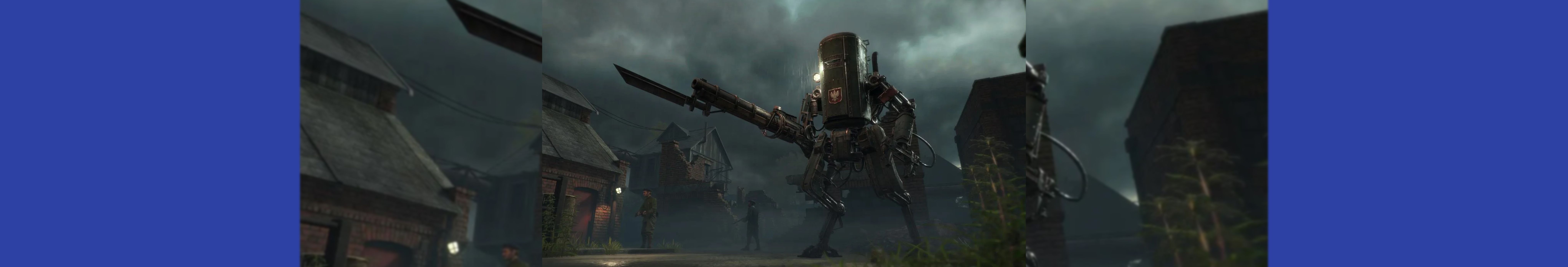 Iron Harvest video game rts close up steampunk mecha bayonet industrial war ruined