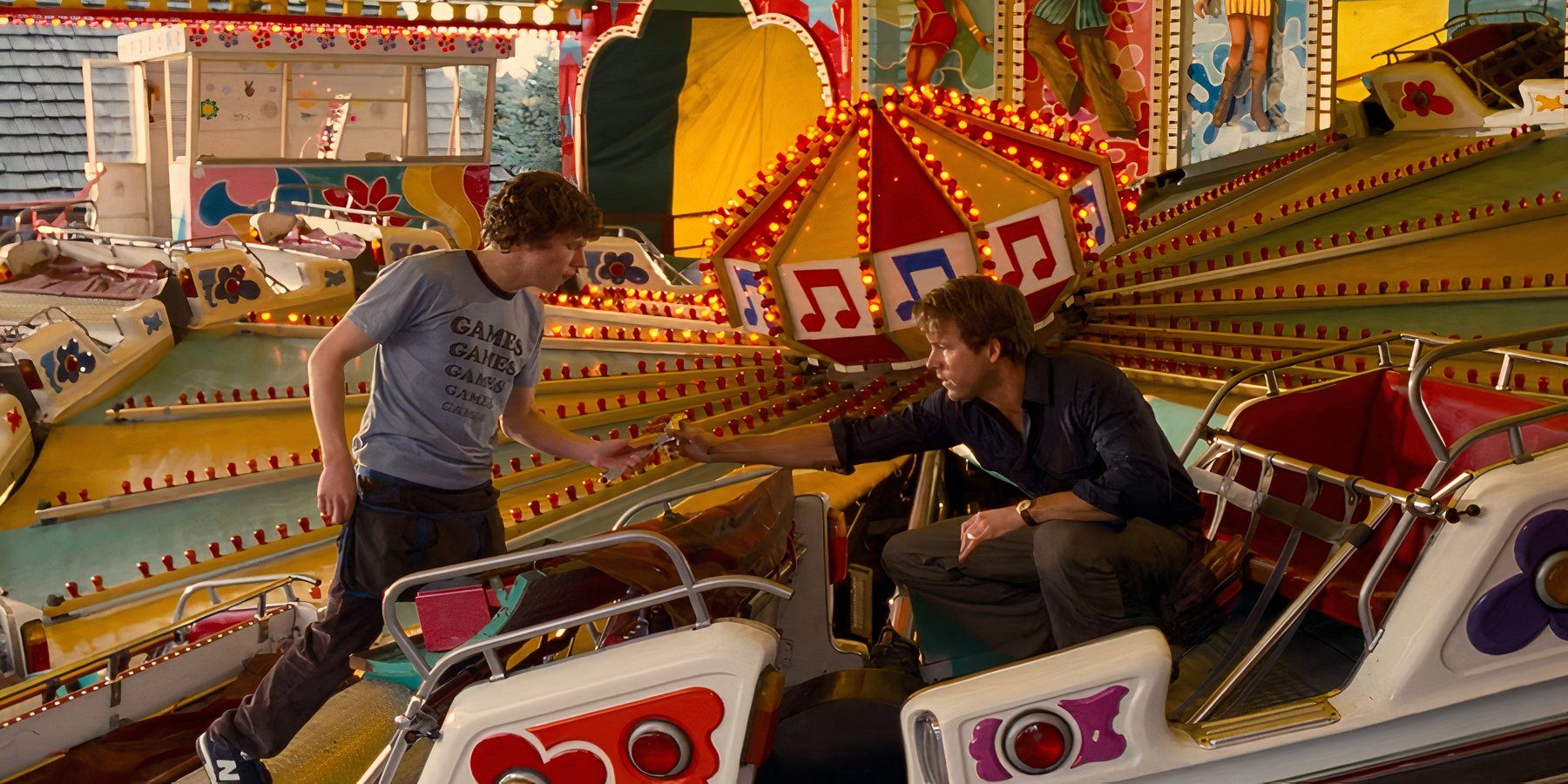 James and Mike at the amusement park in Adventureland