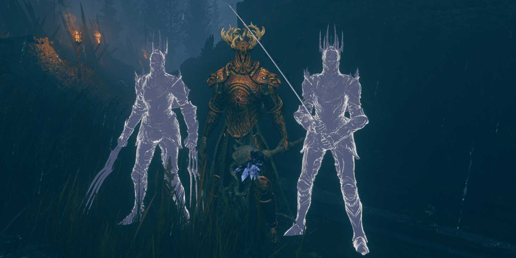 The player character with Jolan and Anna from Elden Ring: Shadow of the Erdtree.