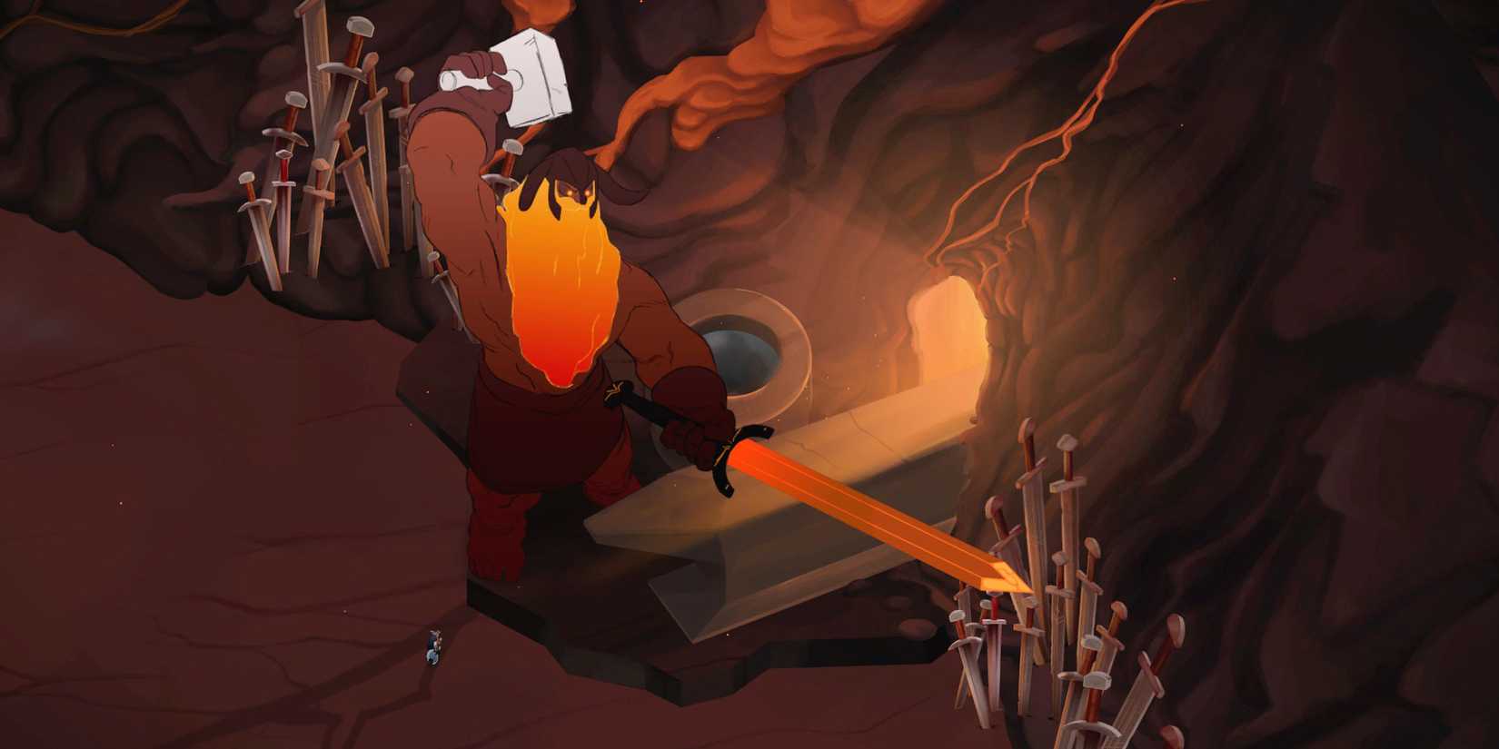 Jotun Game Giant Blacksmith Working On A Sword