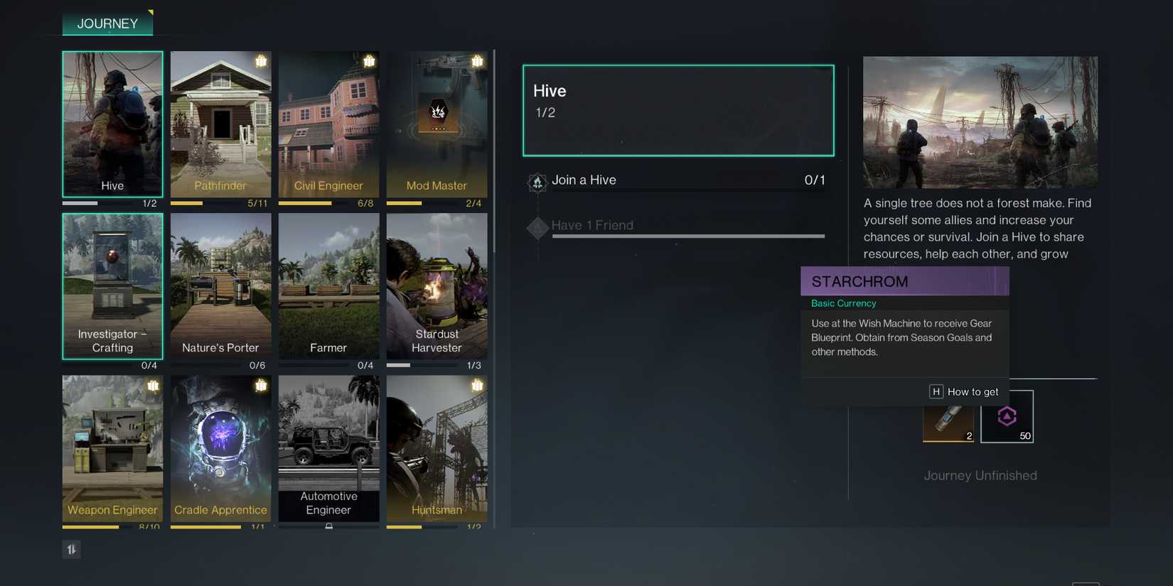 Screenshot showcasing the Journey quests in Once Human 