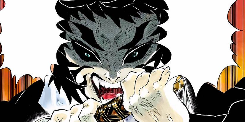 Kaigaku enfrentando Zenitsu em um momento de arrogância