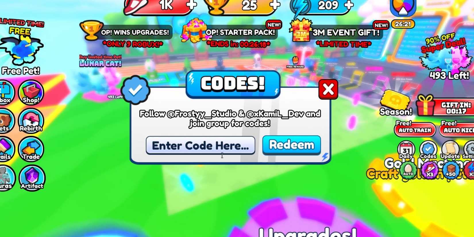 Kick A Friend the codes tab