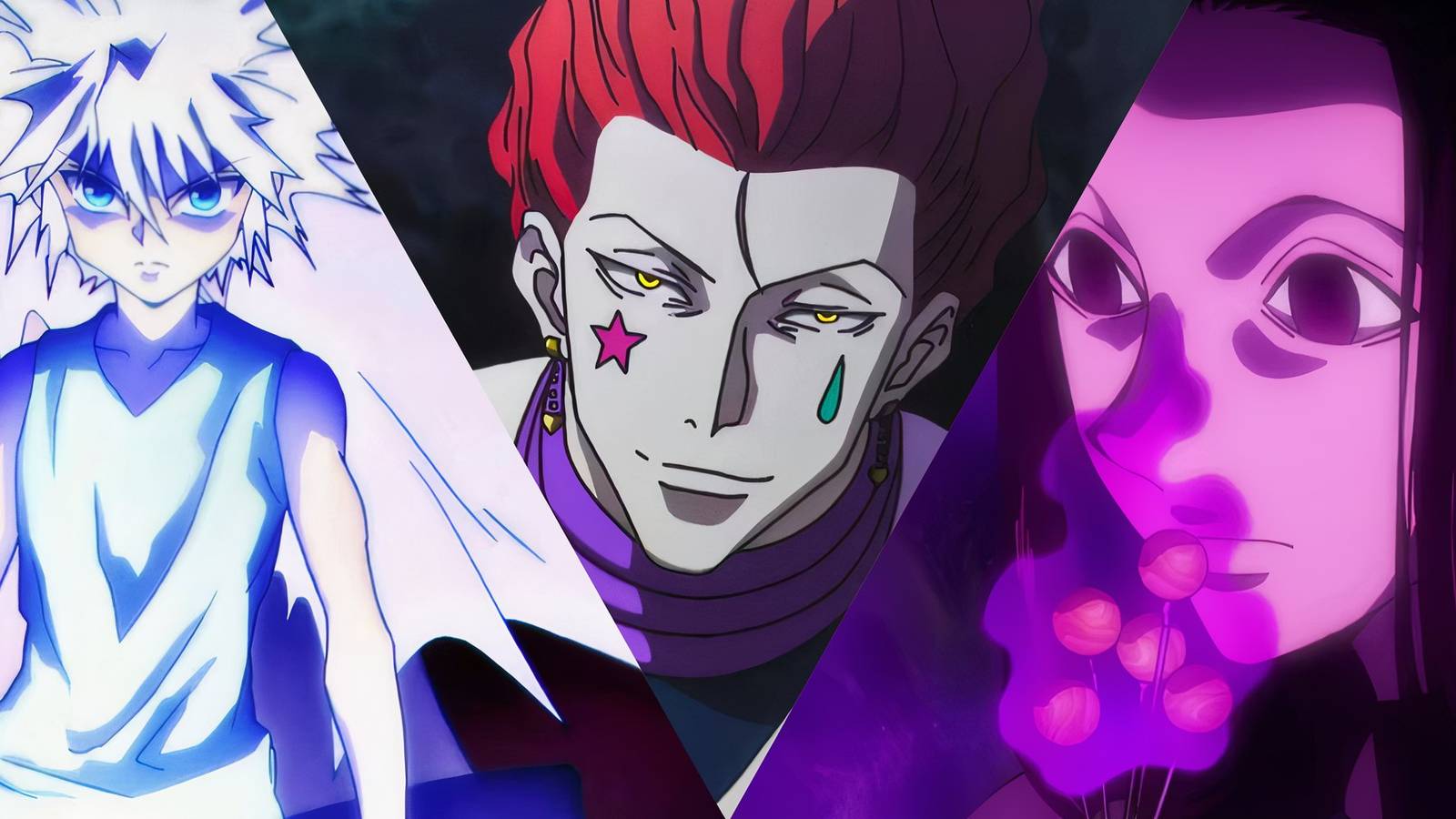 Killua, Hisoka, and Illumi Zoldyck in Hunter x Hunter