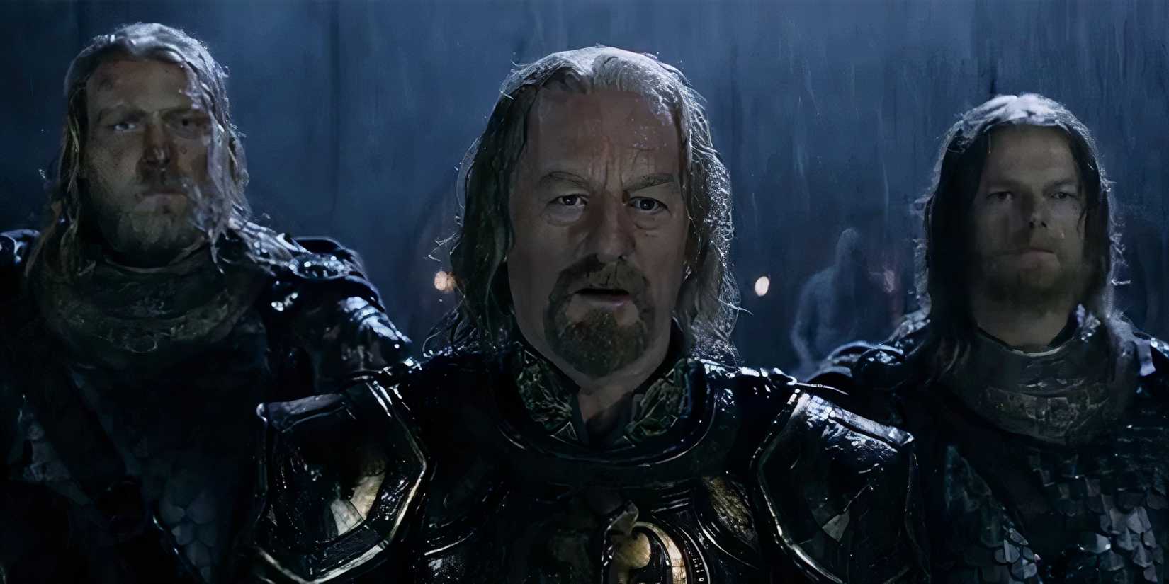 King Théoden in battle-ready stance