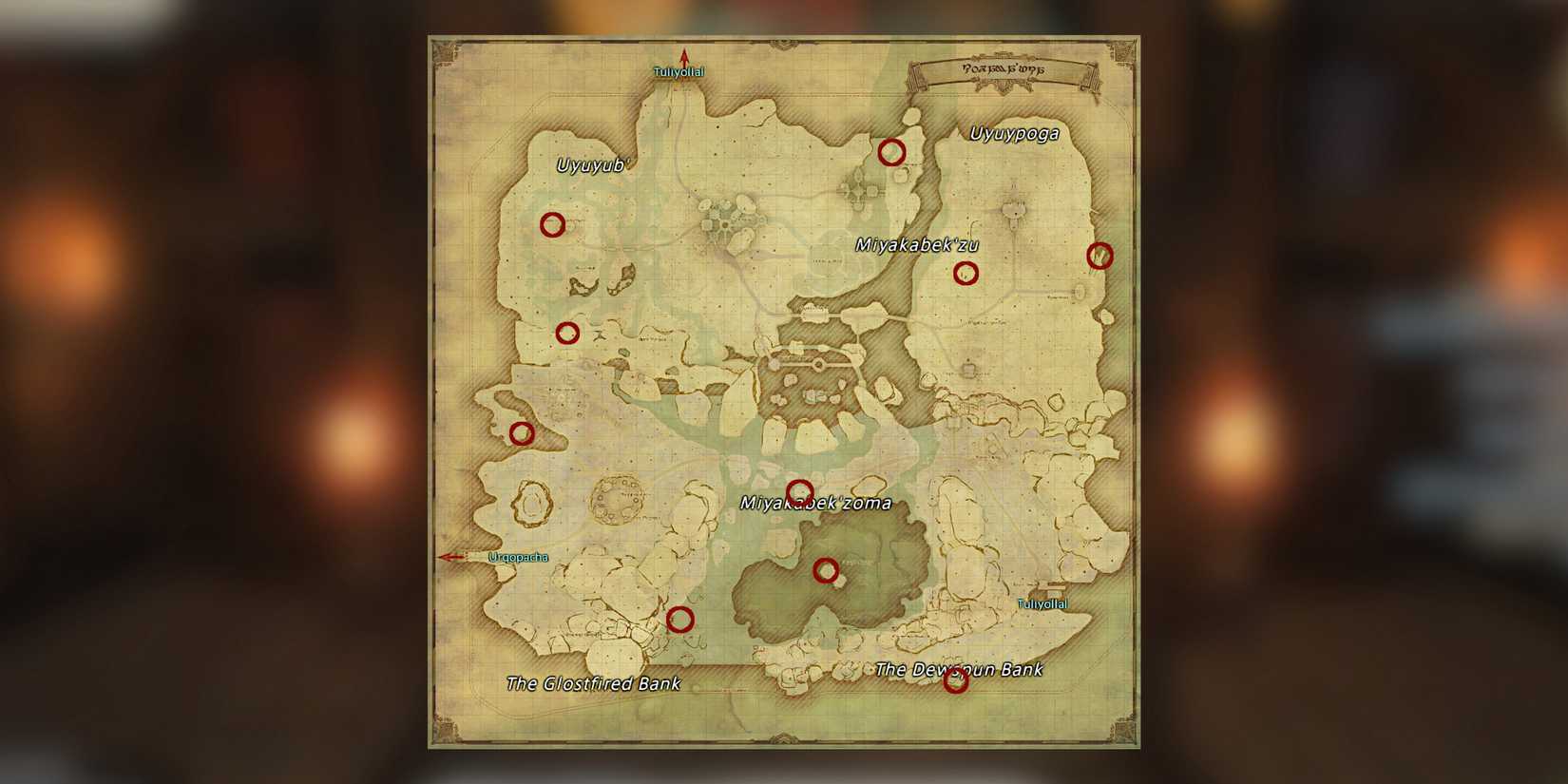 Image of all the aether currents in Kozama'uka in Final Fantasy 14