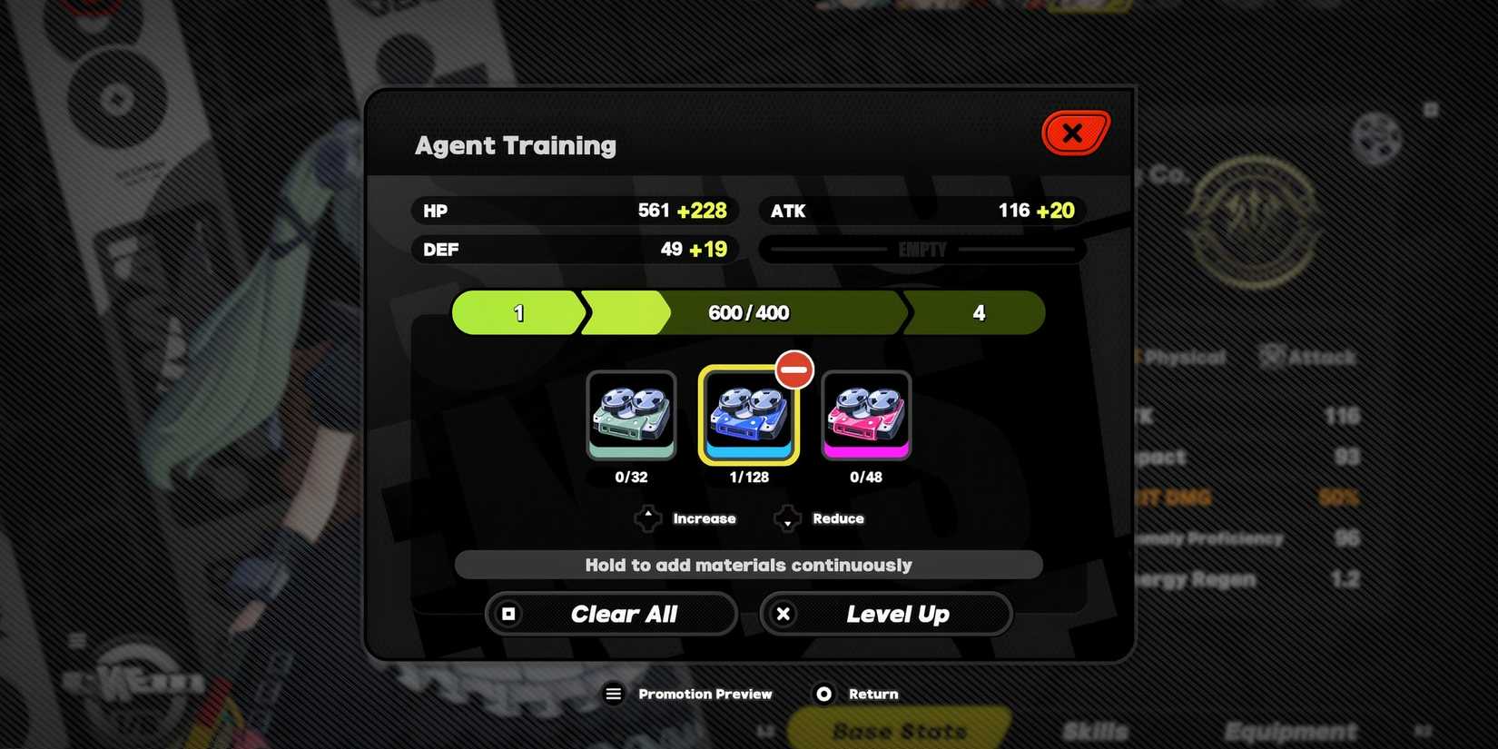 Leveling up a character in Zenless Zone Zero