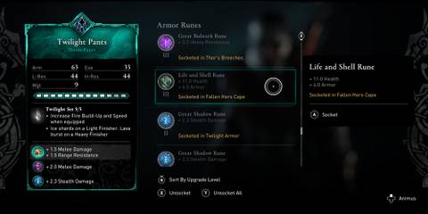 Assassin's Creed Valhalla Life and Shell Rune