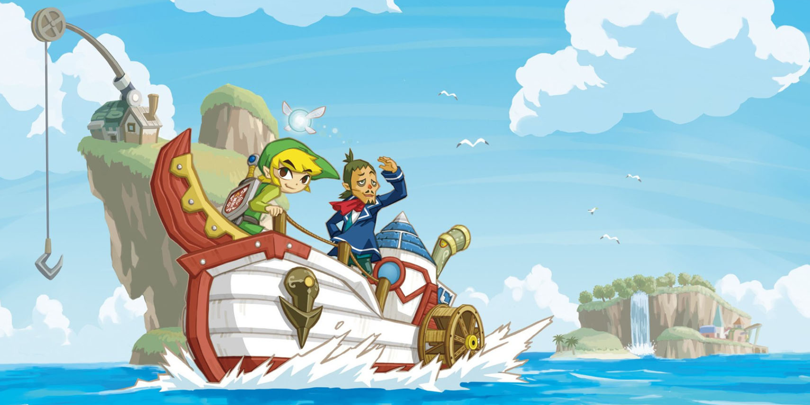 Link and Linebeck on a boat in Phantom Hourglass