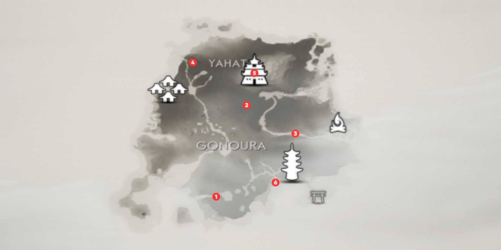 map showing all mongol camps in iki island in ghost of tsushima