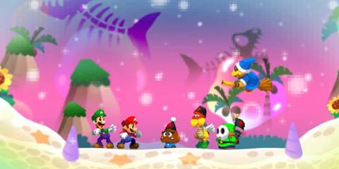 Private Goomp and the Elite Trio in Mario and Luigi Dream Team