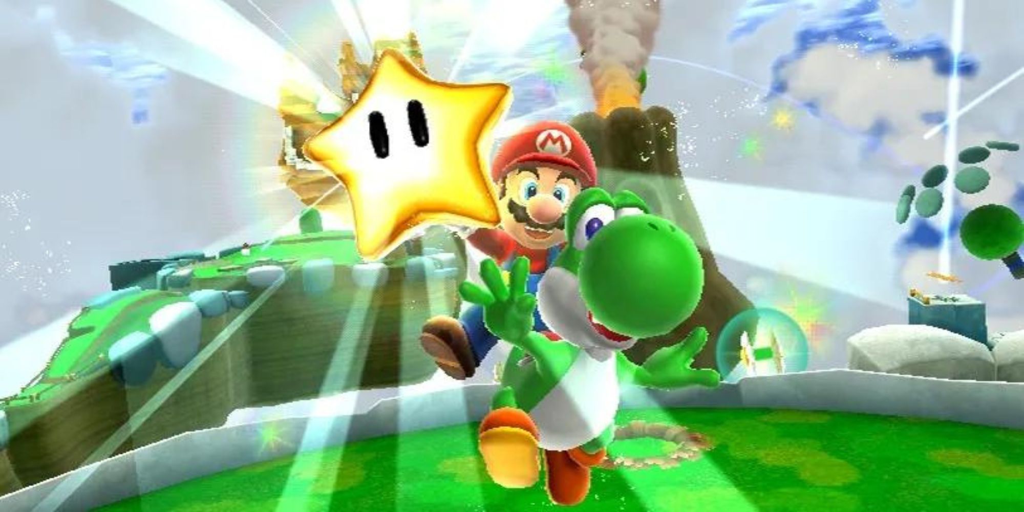 Mario and Yoshi get a star in Super Mario Galaxy 2