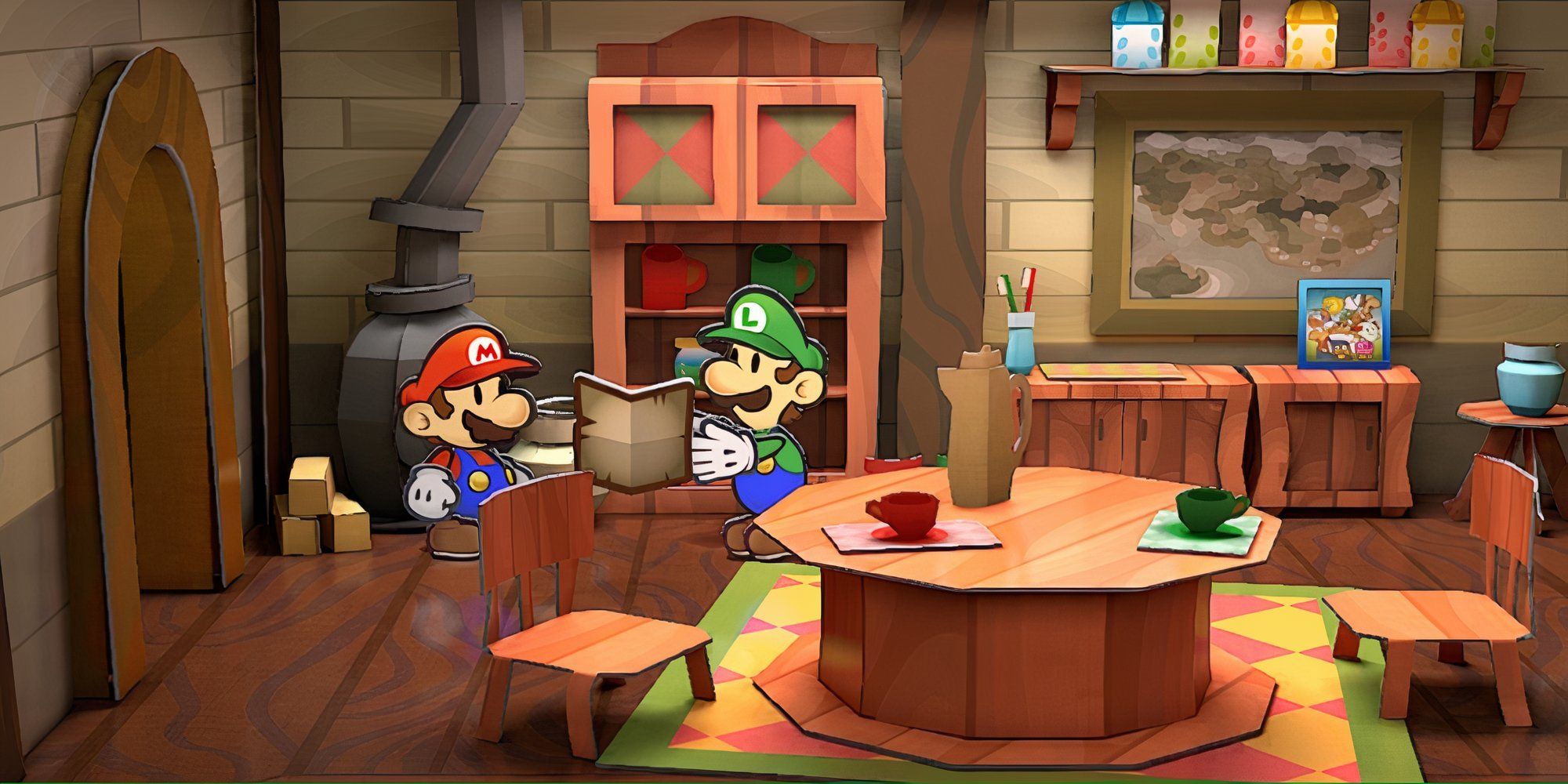 Mario talking to Luigi in Paper Mario The Thousand-Year Door