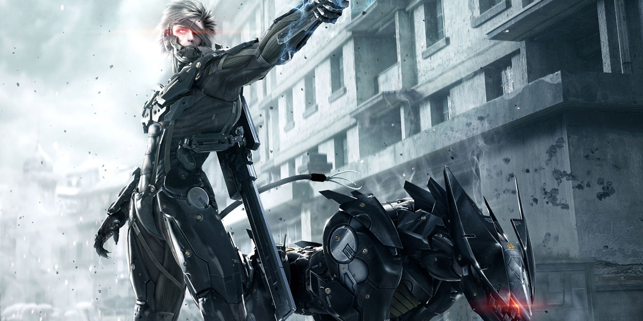 A promotional image of Raiden and Blade Wolf in Metal Gear Rising: Revengance.